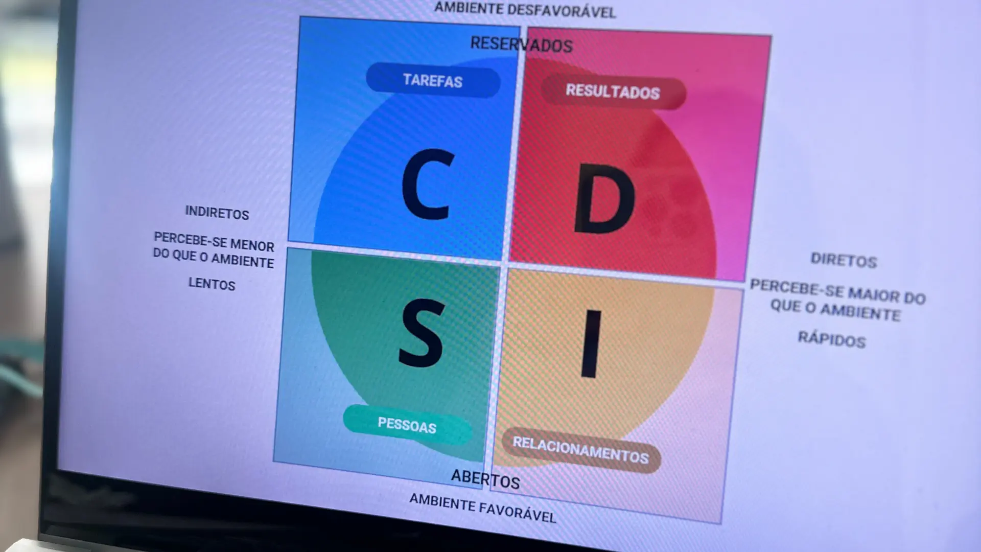 Tela de computador exibindo teste DISC online
